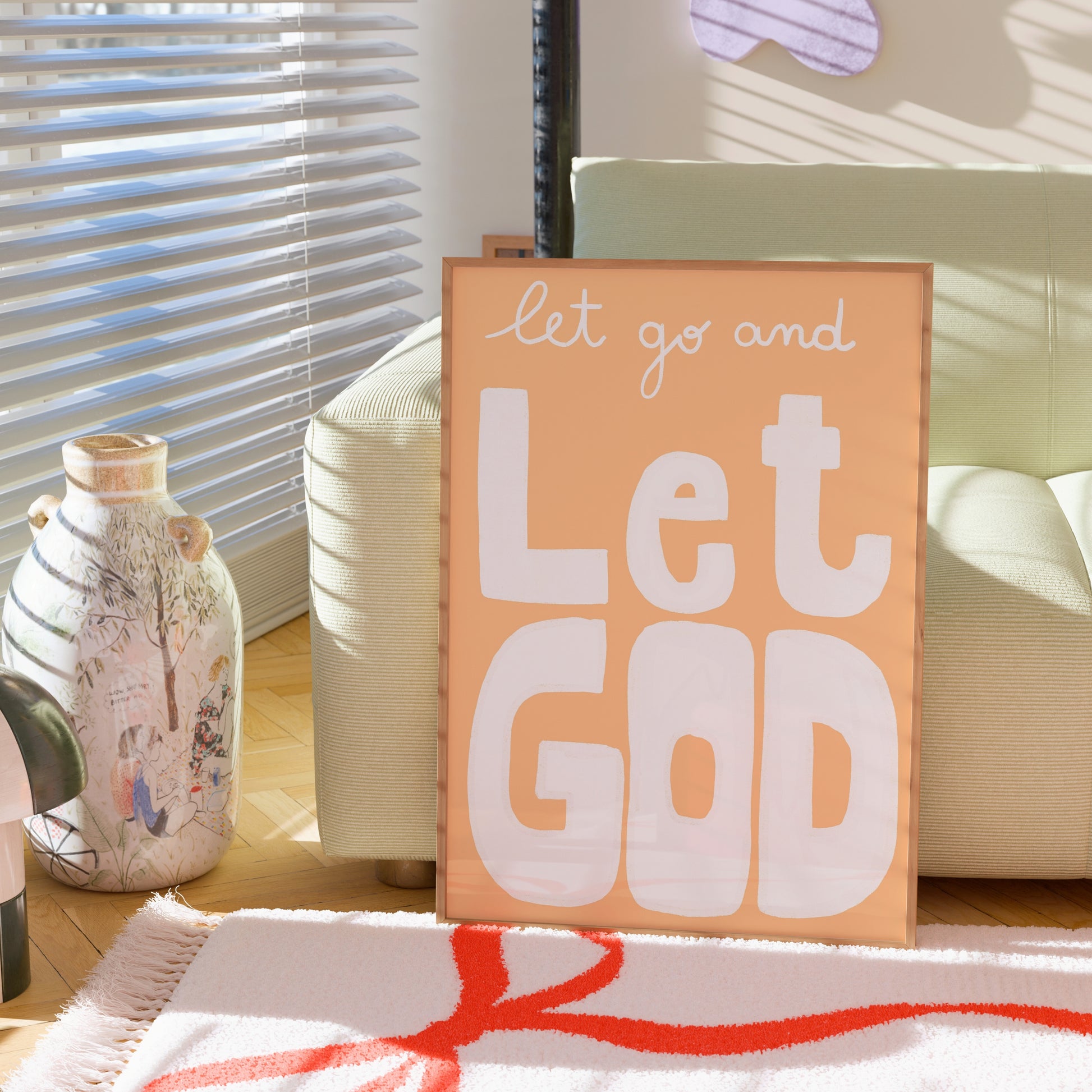 Let Go and Let God Wall Art – Christian Inspirational Quote Print