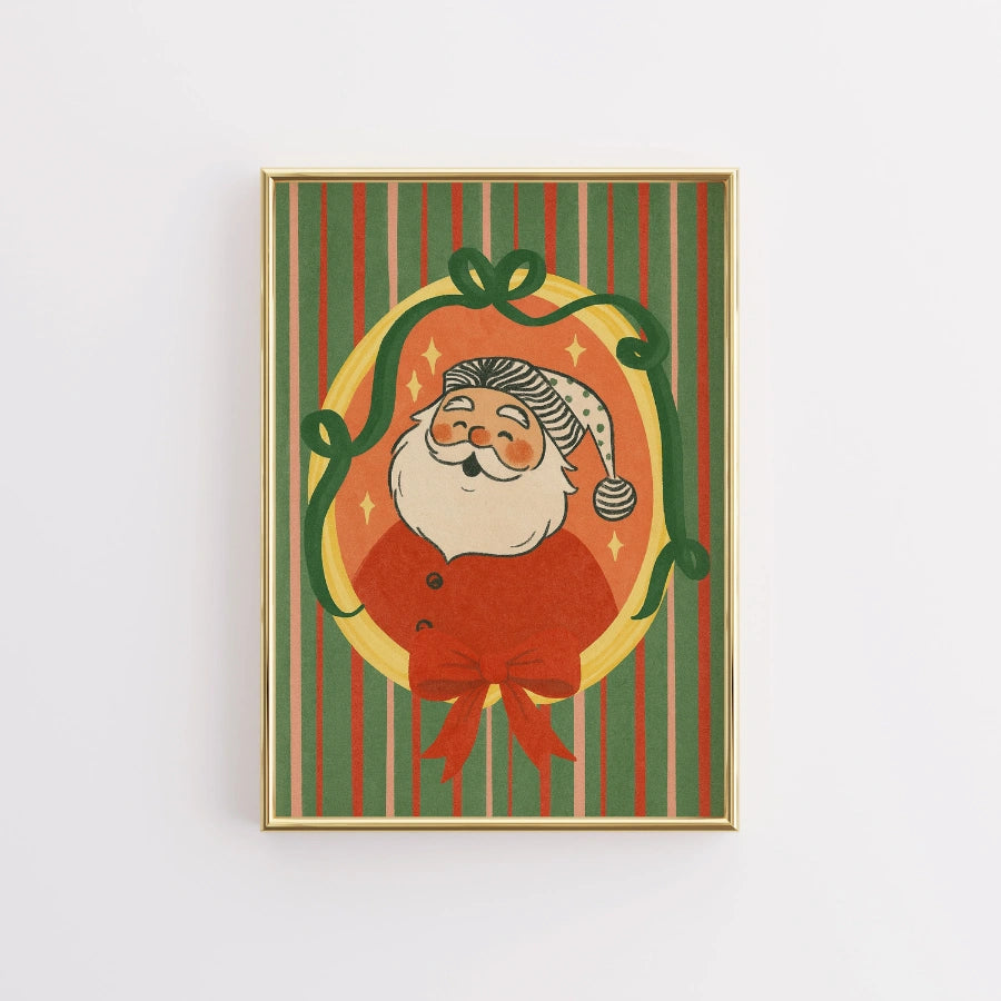 Retro Santa Wall Art – Vintage Christmas Poster