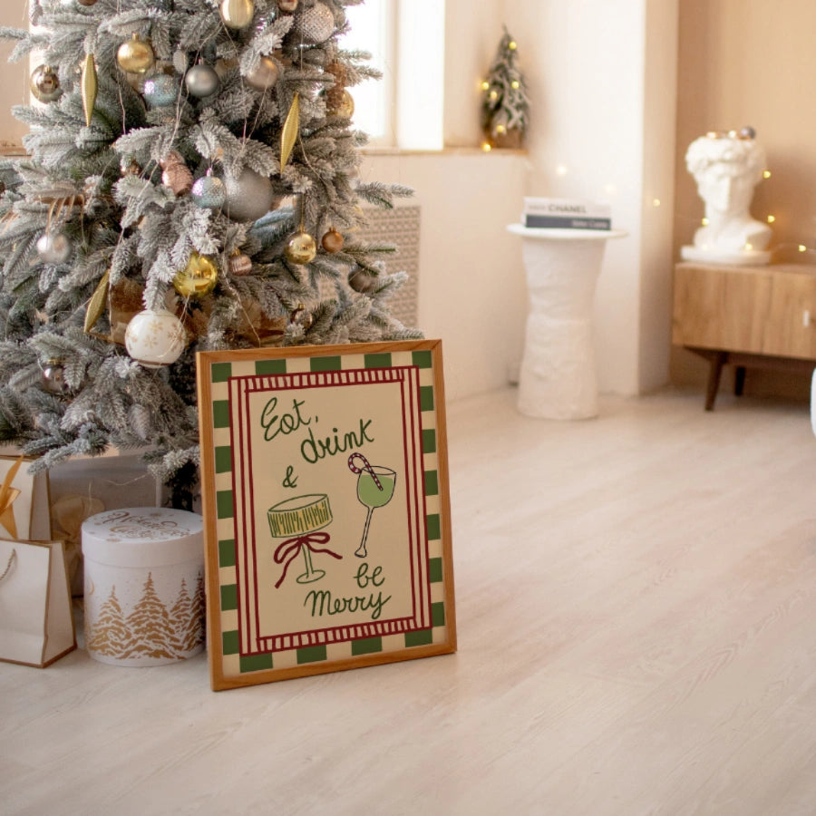 Eat Drink Be Merry Wall Art - Festive Christmas Quote Print