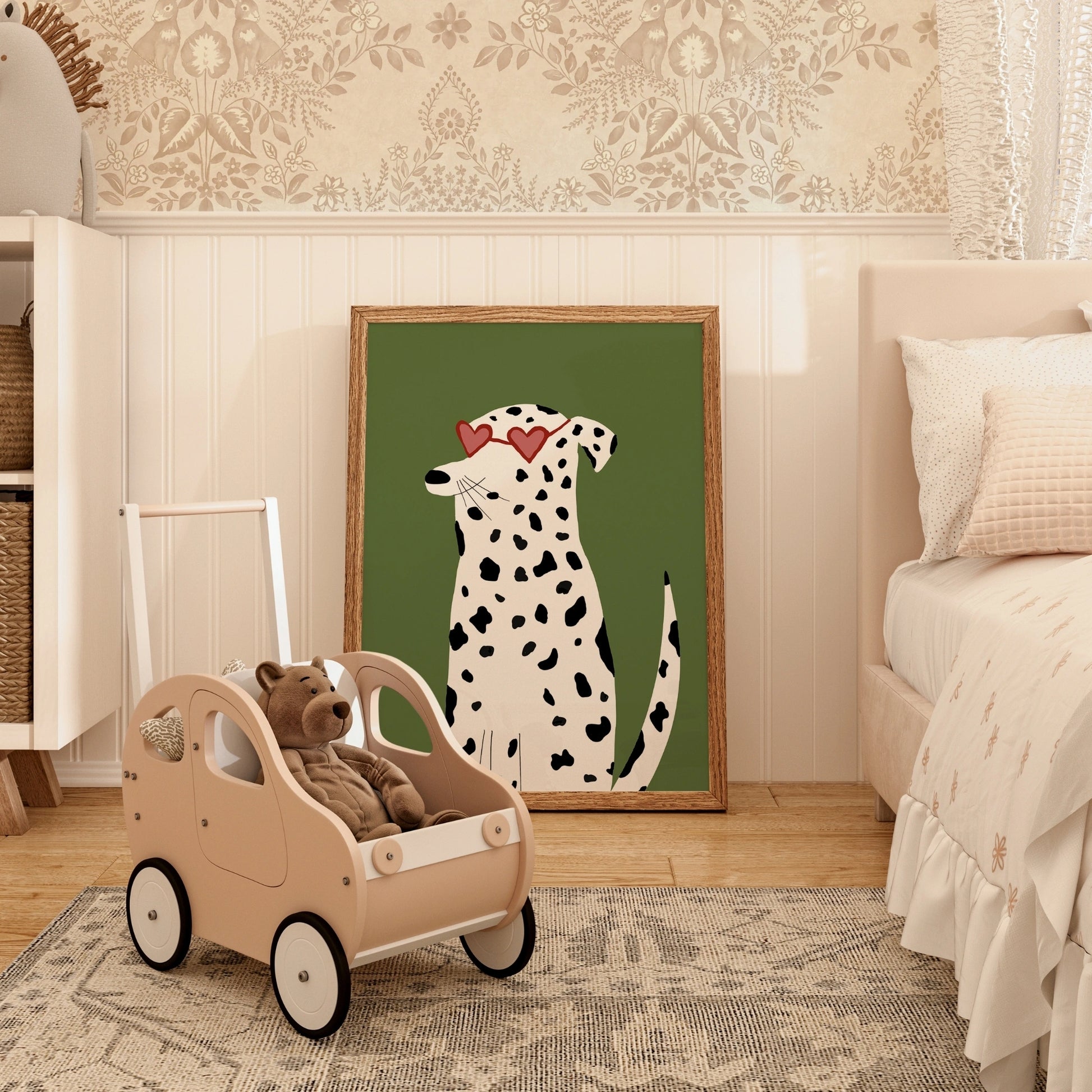 Dalmatian with Heart Glasses – Fun Dog Print for Kids Room