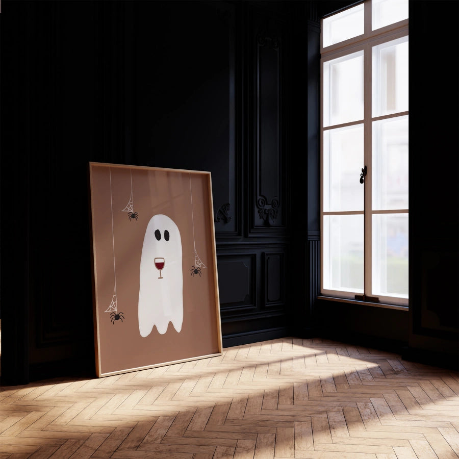Wine Ghost Halloween Print – Funny Boozy Wall Art