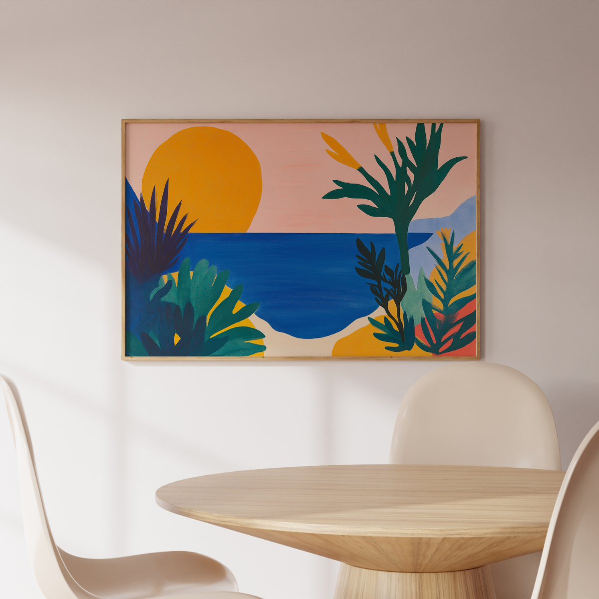 Tropical Sunset Wall Art – Bold Jungle Beach Print