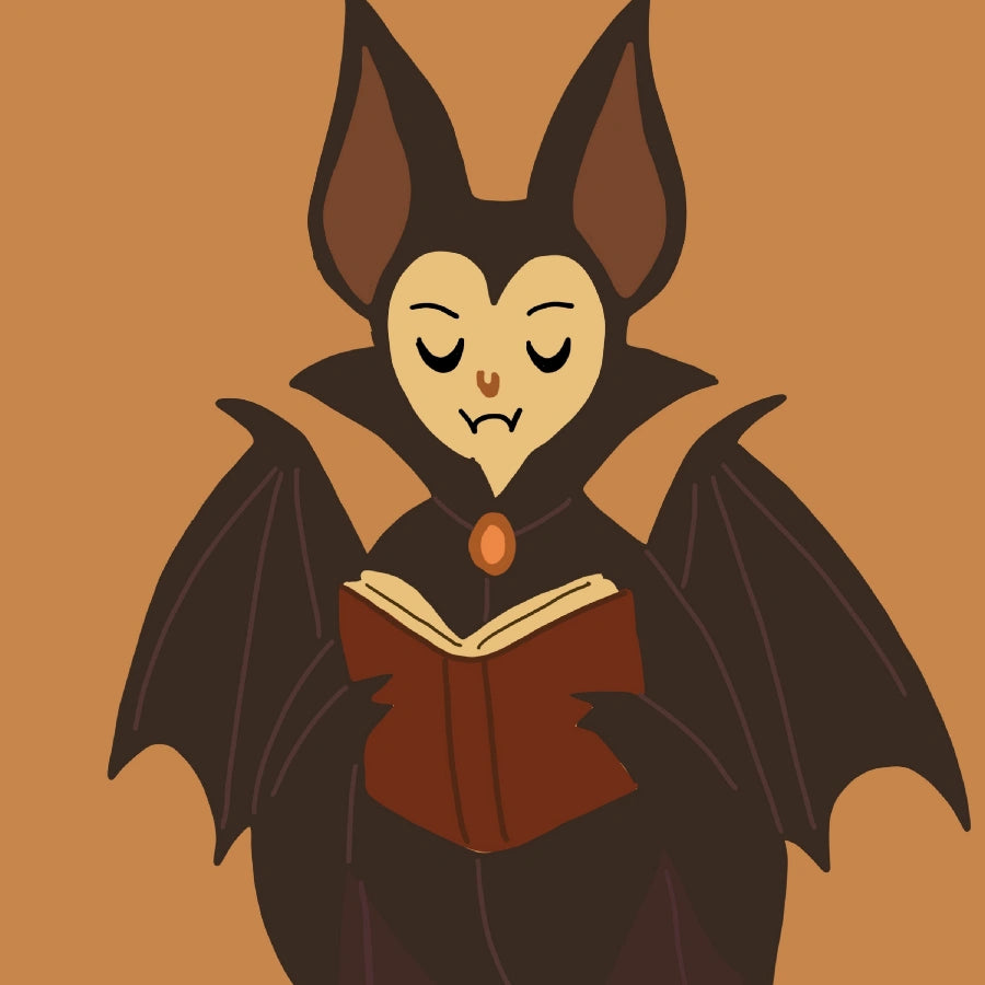 Reading Bat Wall Art – Cute Halloween Bat Print
