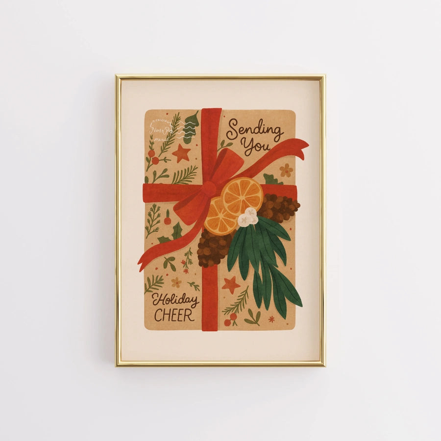 Christmas Gift Wall Art – Festive Present Illustration