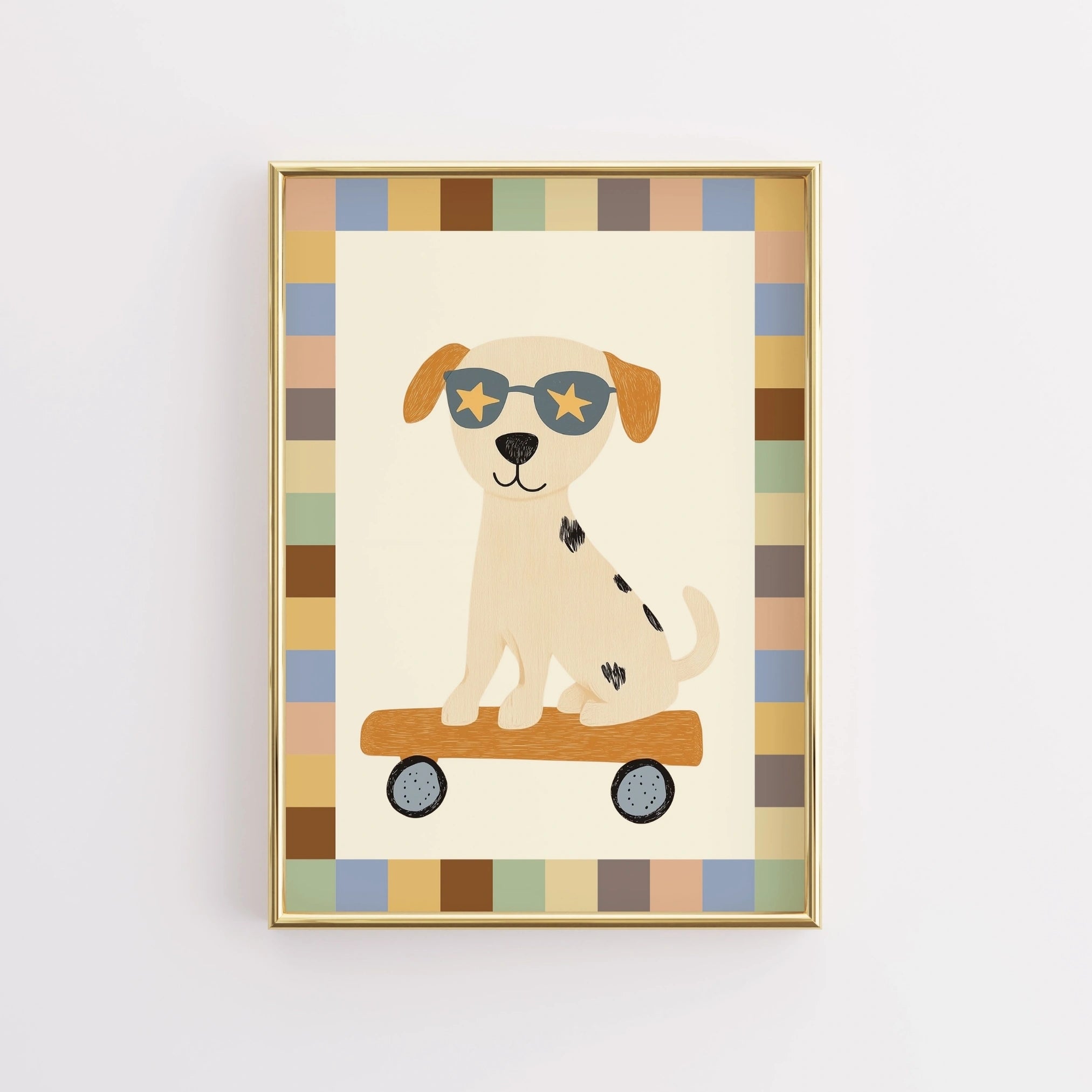 Skateboard Dog Wall Art – Cool Puppy Nursery Print