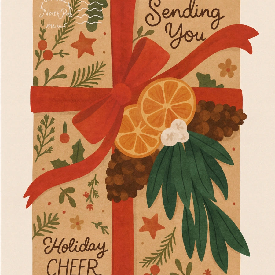 Christmas Gift Wall Art – Festive Present Illustration