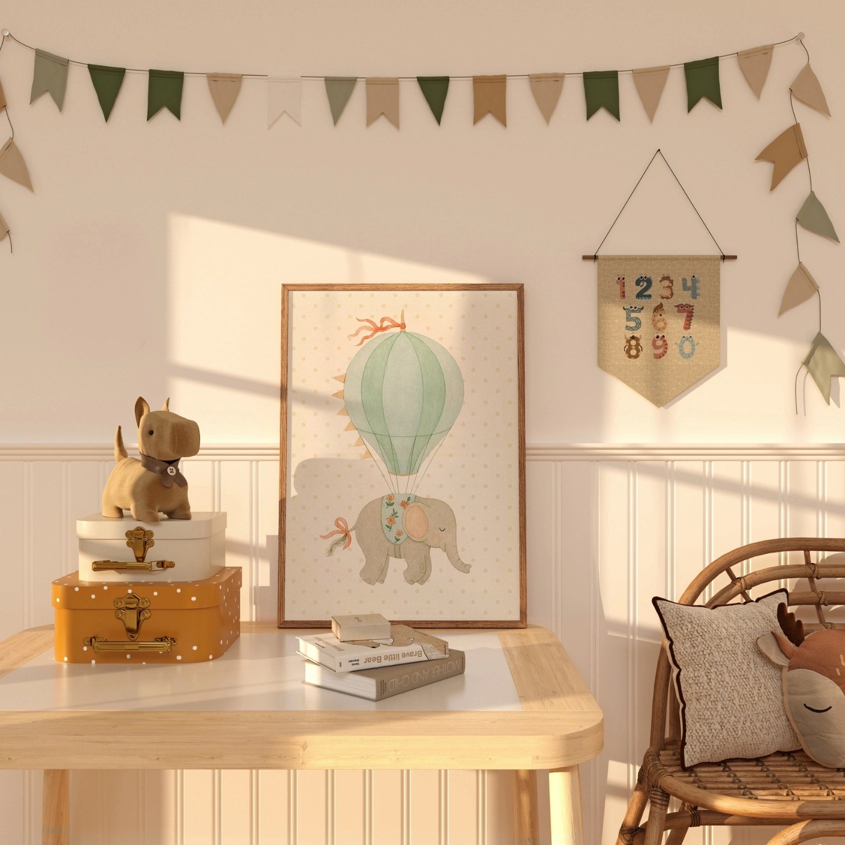 Elephant Hot Air Balloon Wall Art