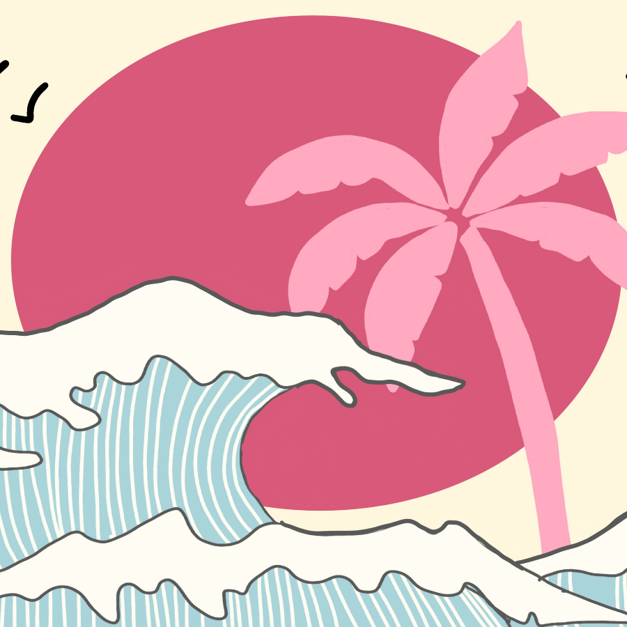 Tropical Wave Print – Retro Coastal Wall Art