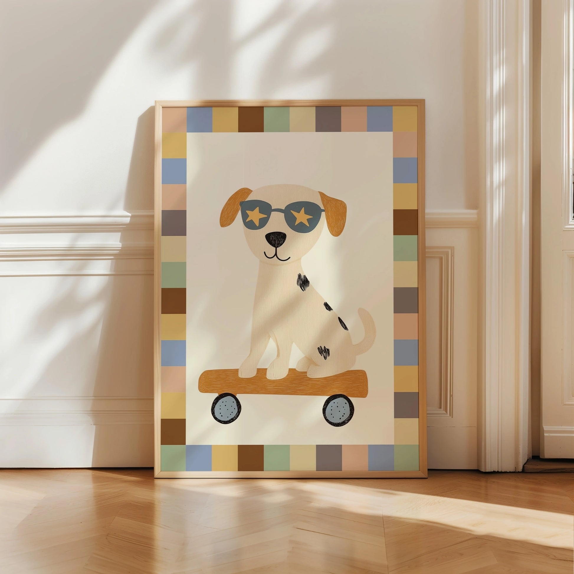 Skateboard Dog Wall Art – Cool Puppy Nursery Print