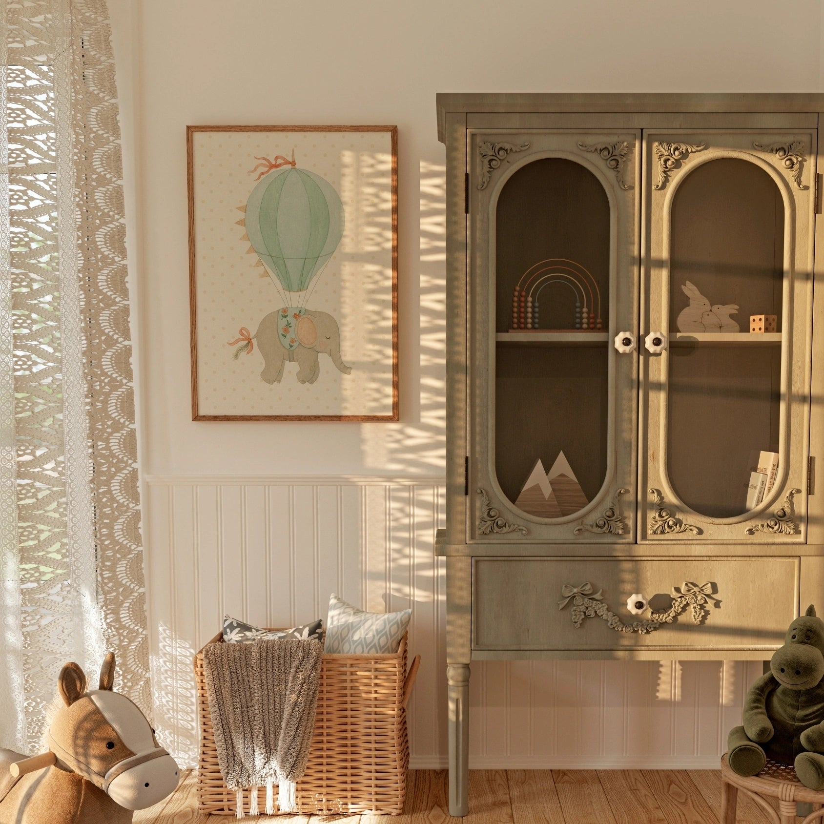 Elephant Hot Air Balloon Wall Art