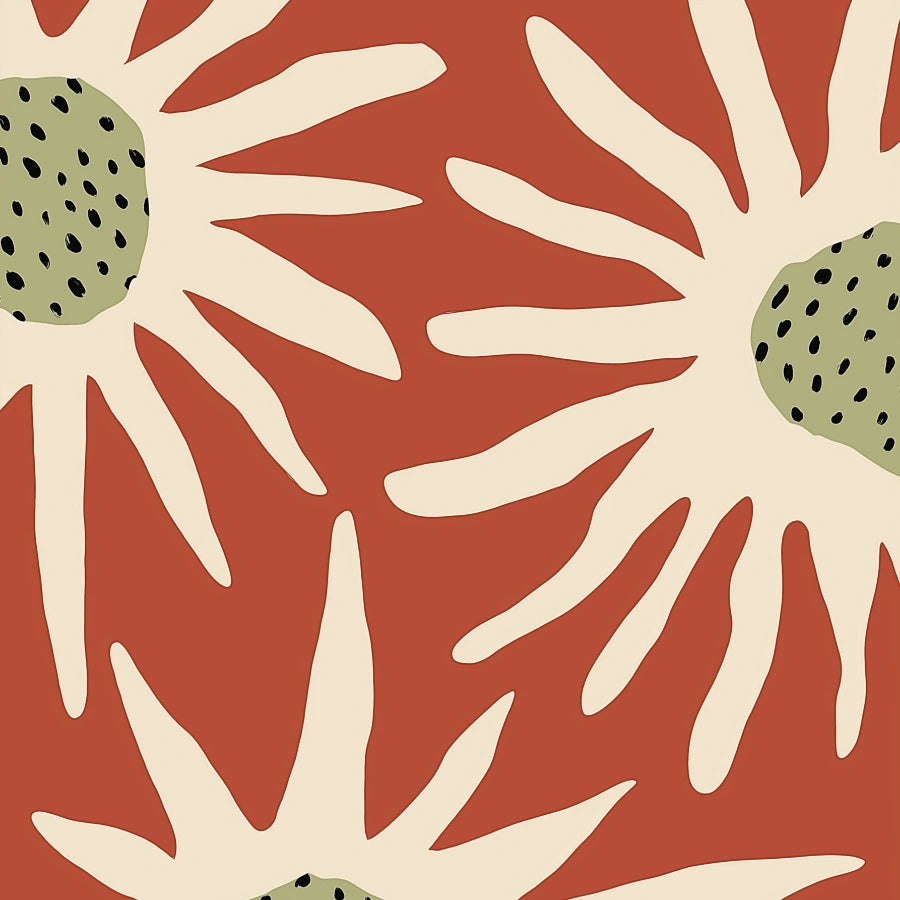 Arte murale con fiori in terracotta – Stampa astratta moderna a raggi di sole 