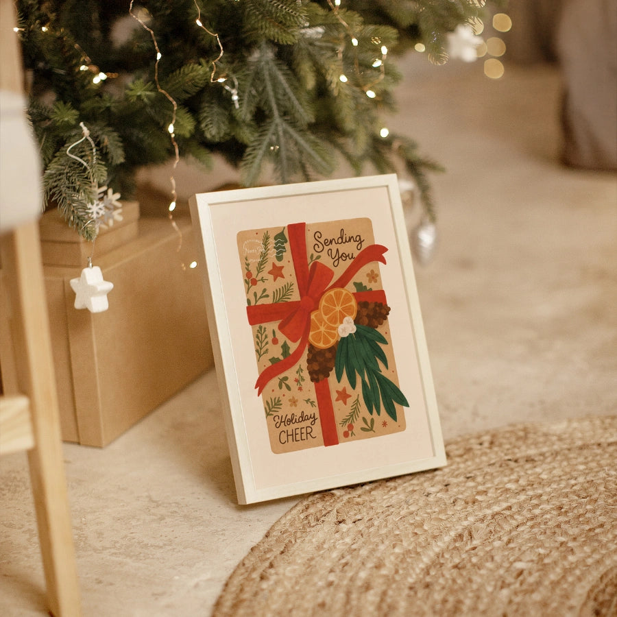 Christmas Gift Wall Art – Festive Present Illustration