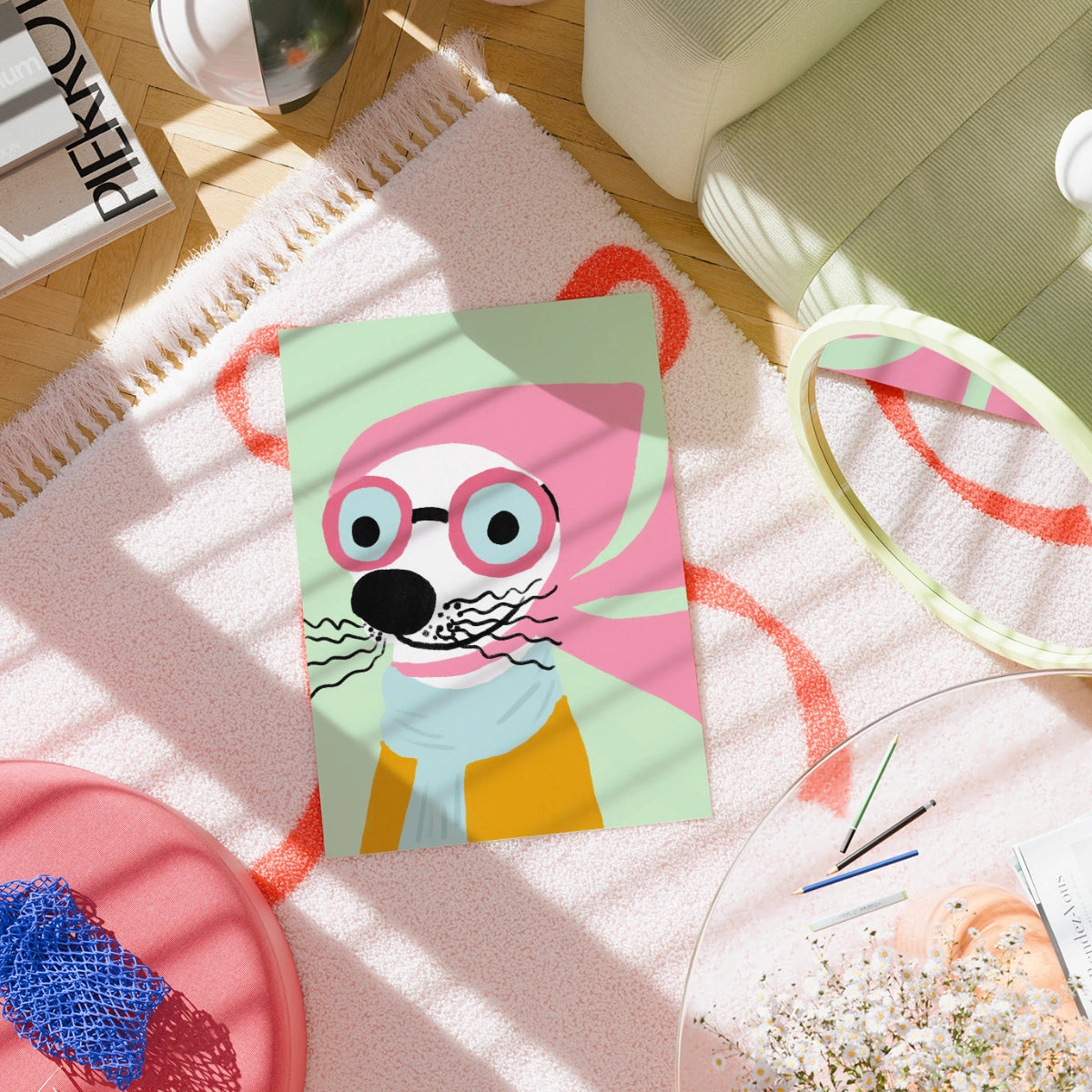 Hipster Seal Wall Art - Funny Animal Poster