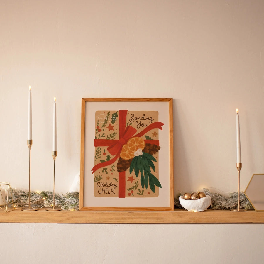 Christmas Gift Wall Art – Festive Present Illustration