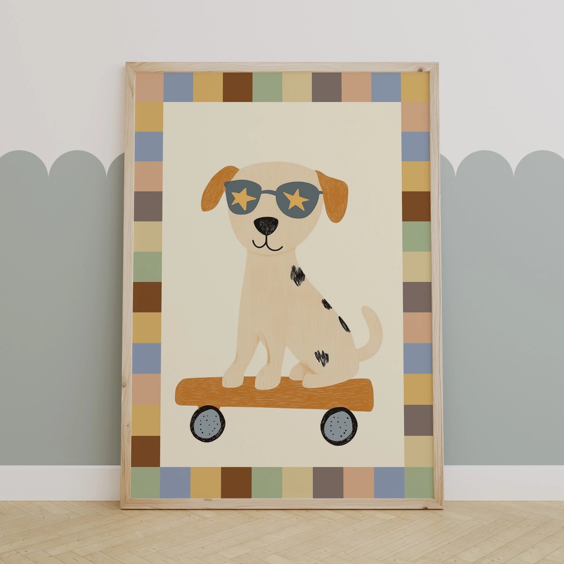 Skateboard Dog Wall Art – Cool Puppy Nursery Print