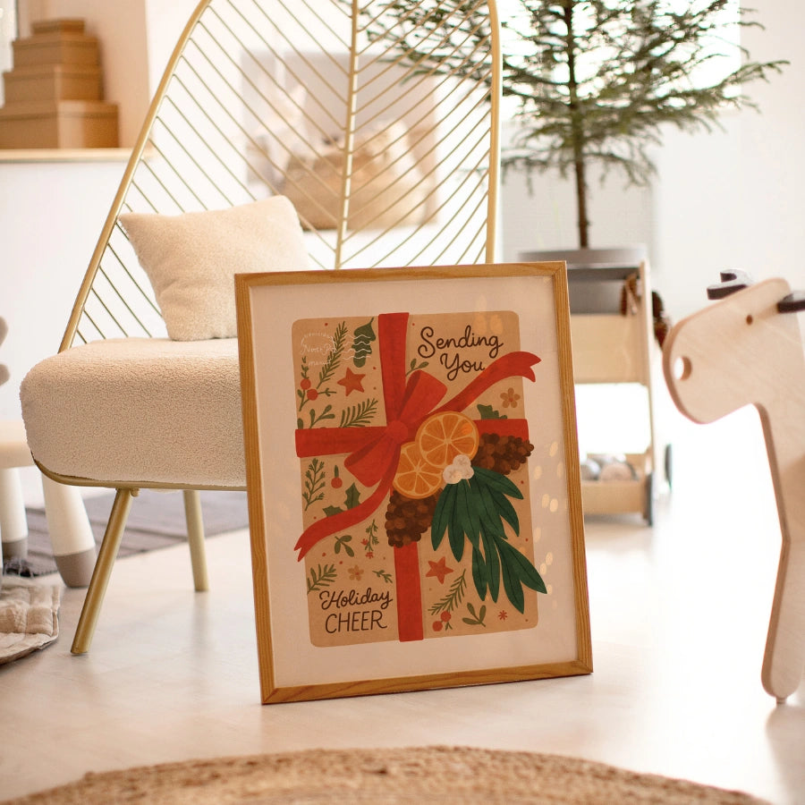 Christmas Gift Wall Art – Festive Present Illustration