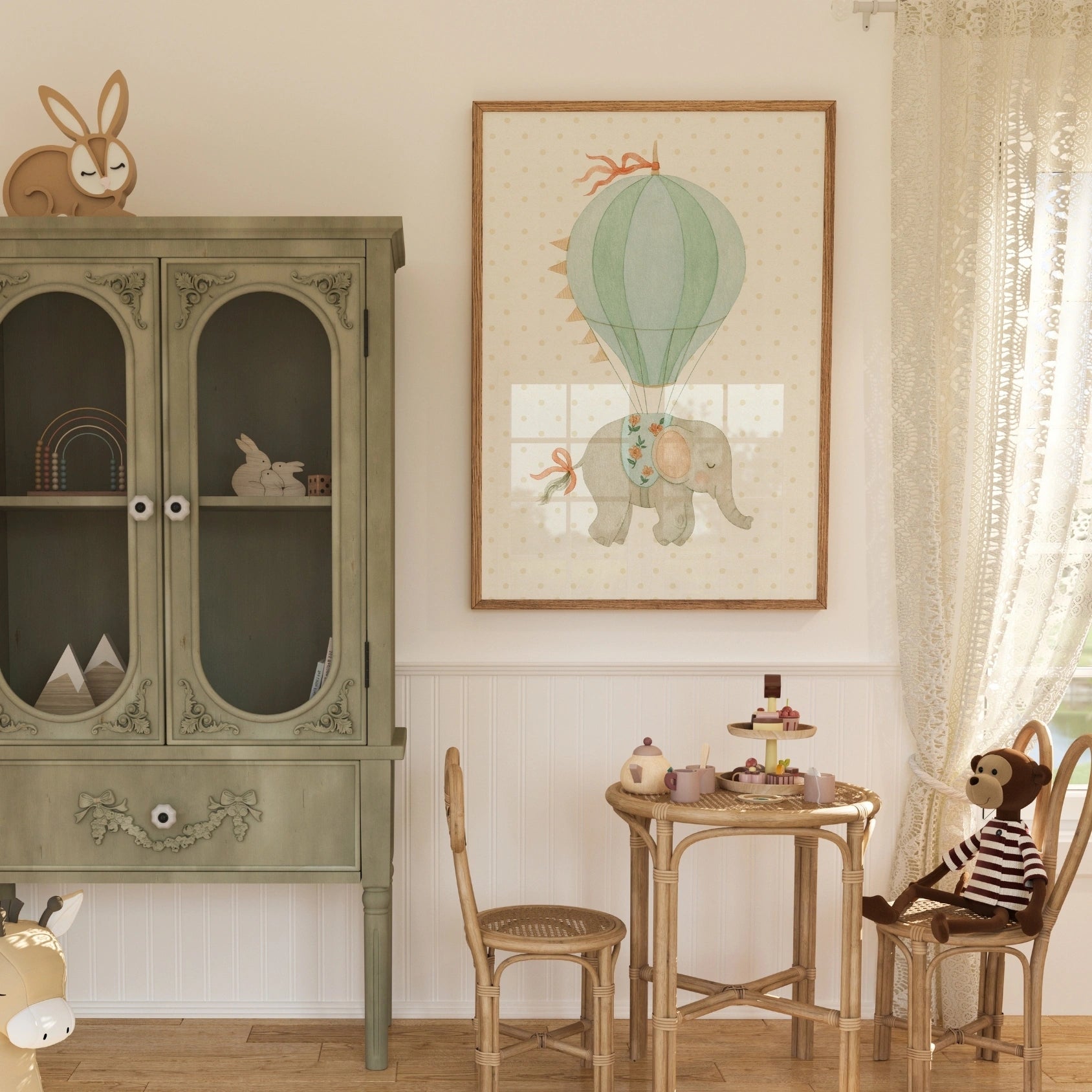 Elephant Hot Air Balloon Wall Art