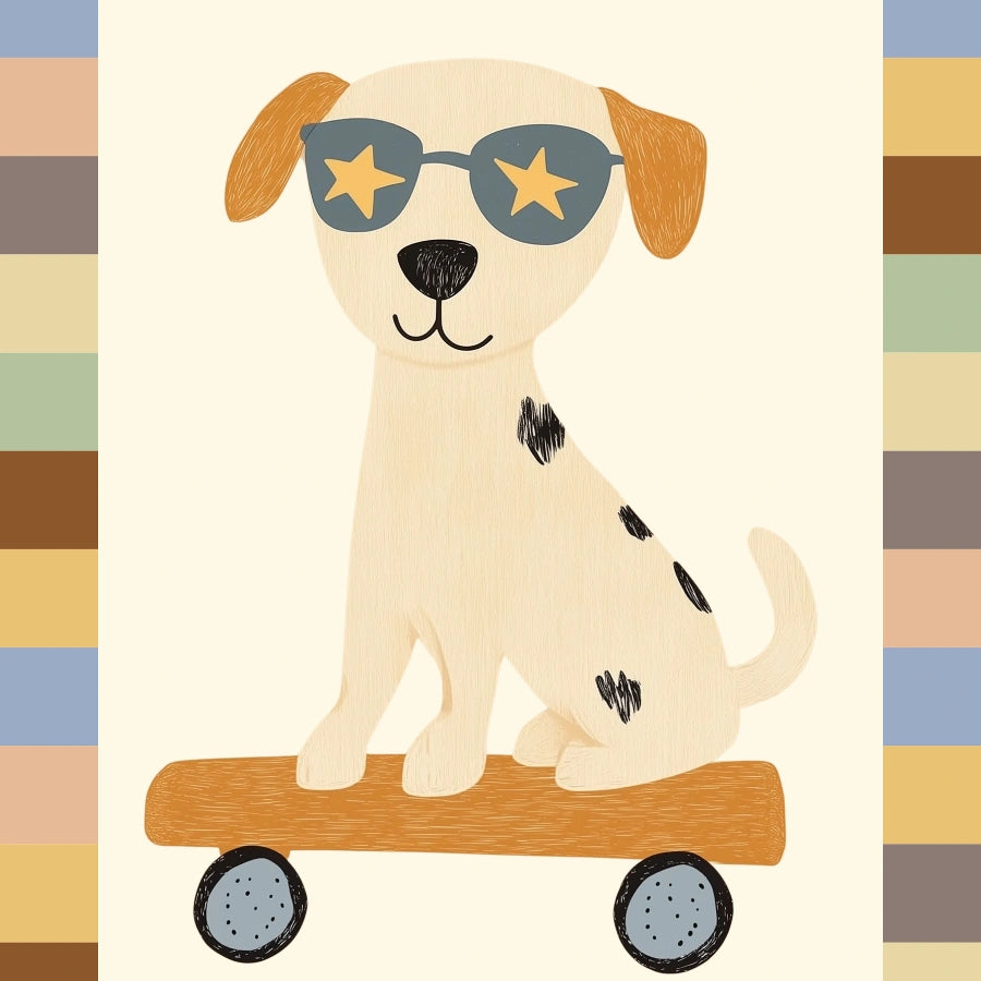 Skateboard Dog Wall Art – Cool Puppy Nursery Print