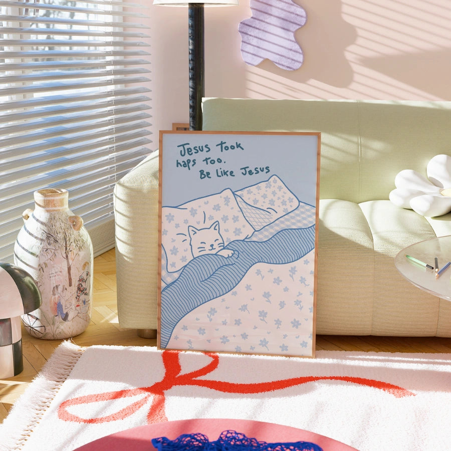 Jesus Took Naps Too Wall Art – Be Like Jesus Cat Poster