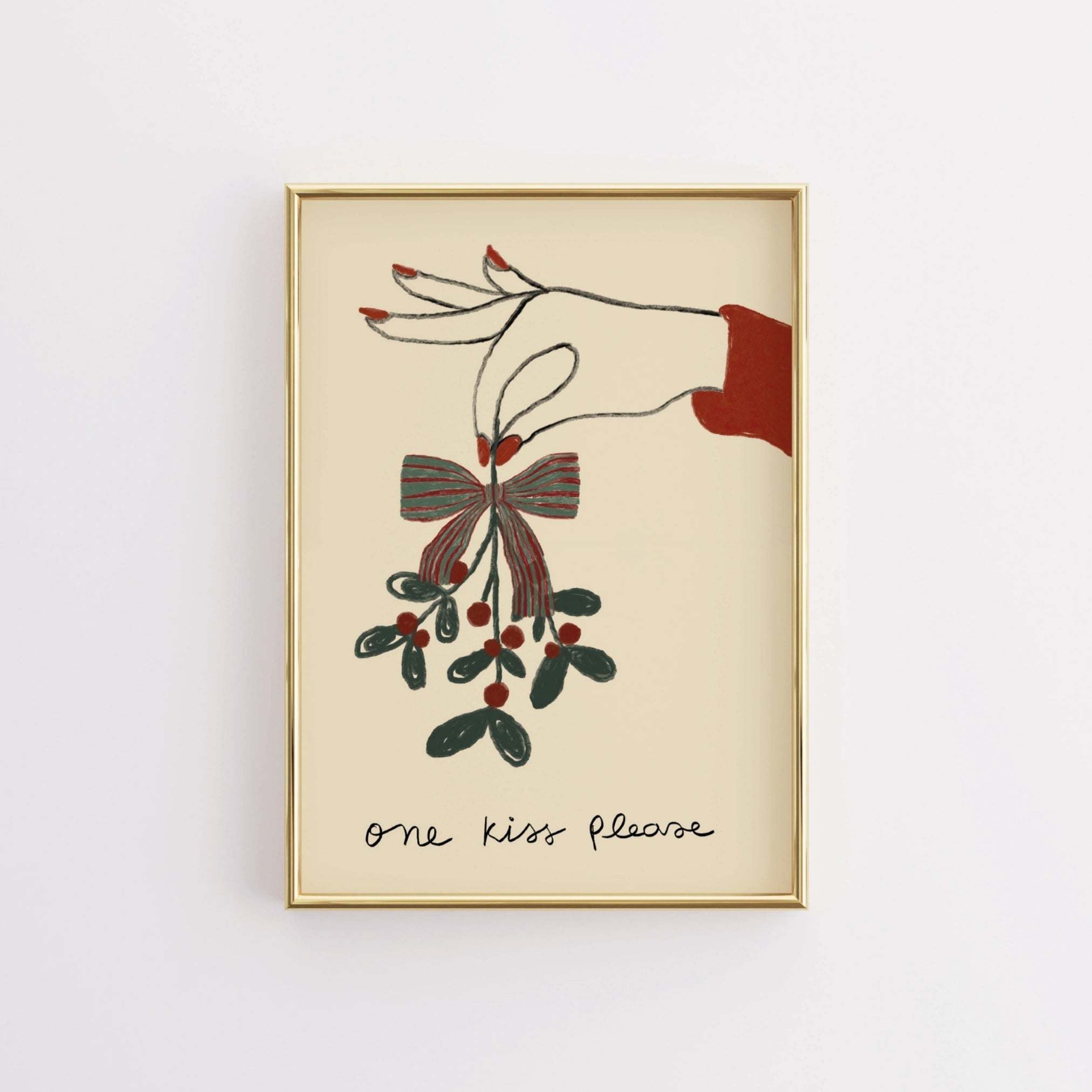 One Kiss Please Christmas Wall Art