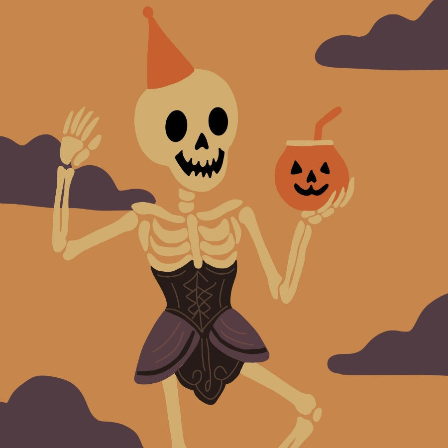 Dancing Skeleton Wall Art – Funny Halloween Print