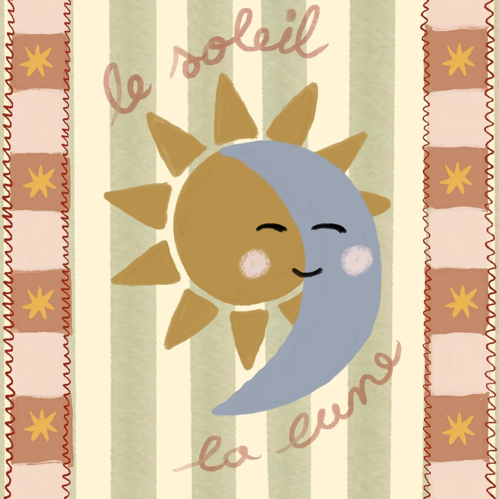 Le Soleil La Lune Nursery Print