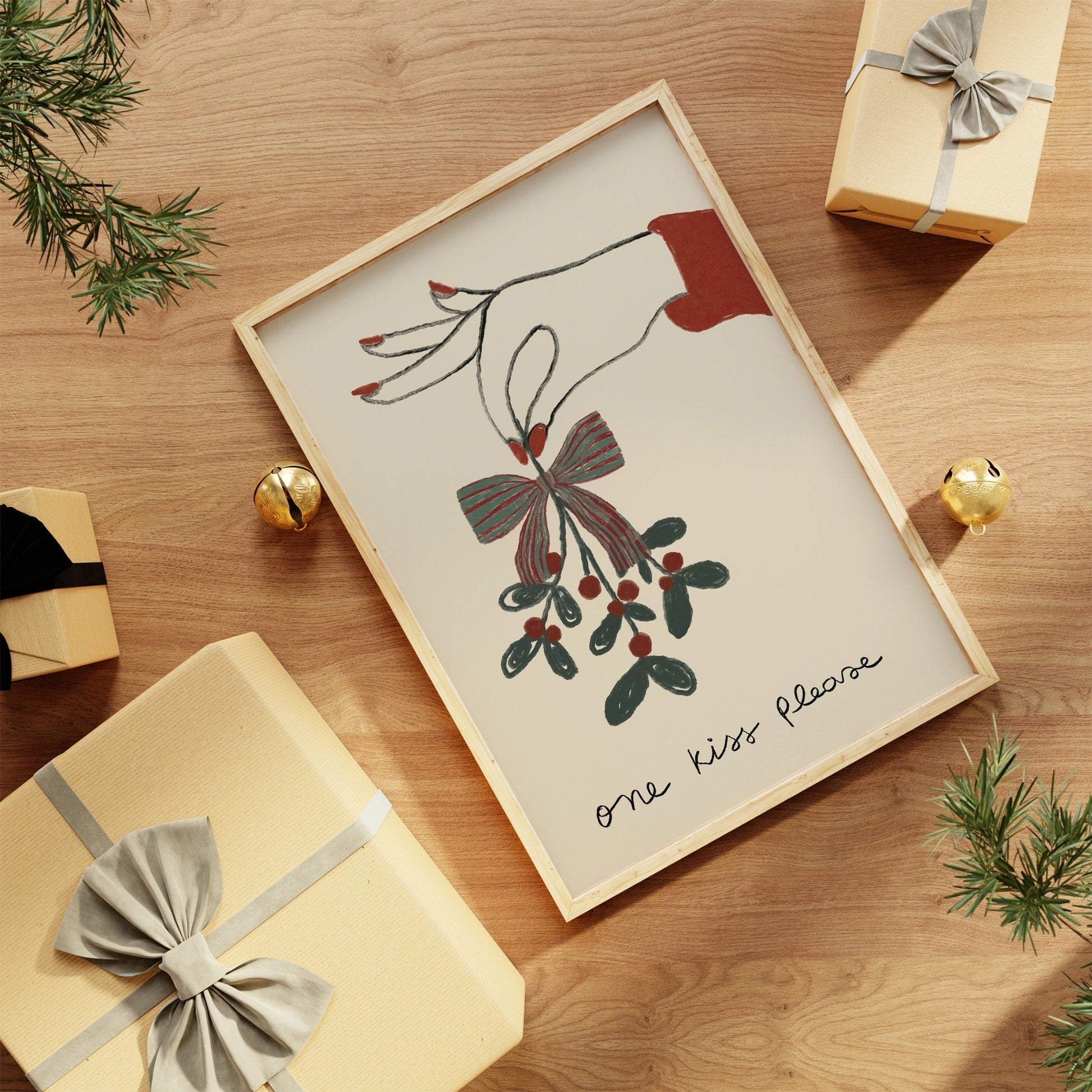 Weihnachtsmotiv mit Mistelzweig