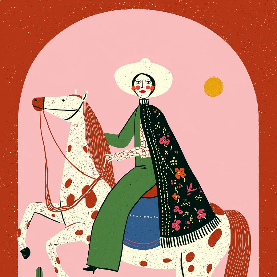 Cowgirl Wall Art – Bold Western Woman on Horse Print