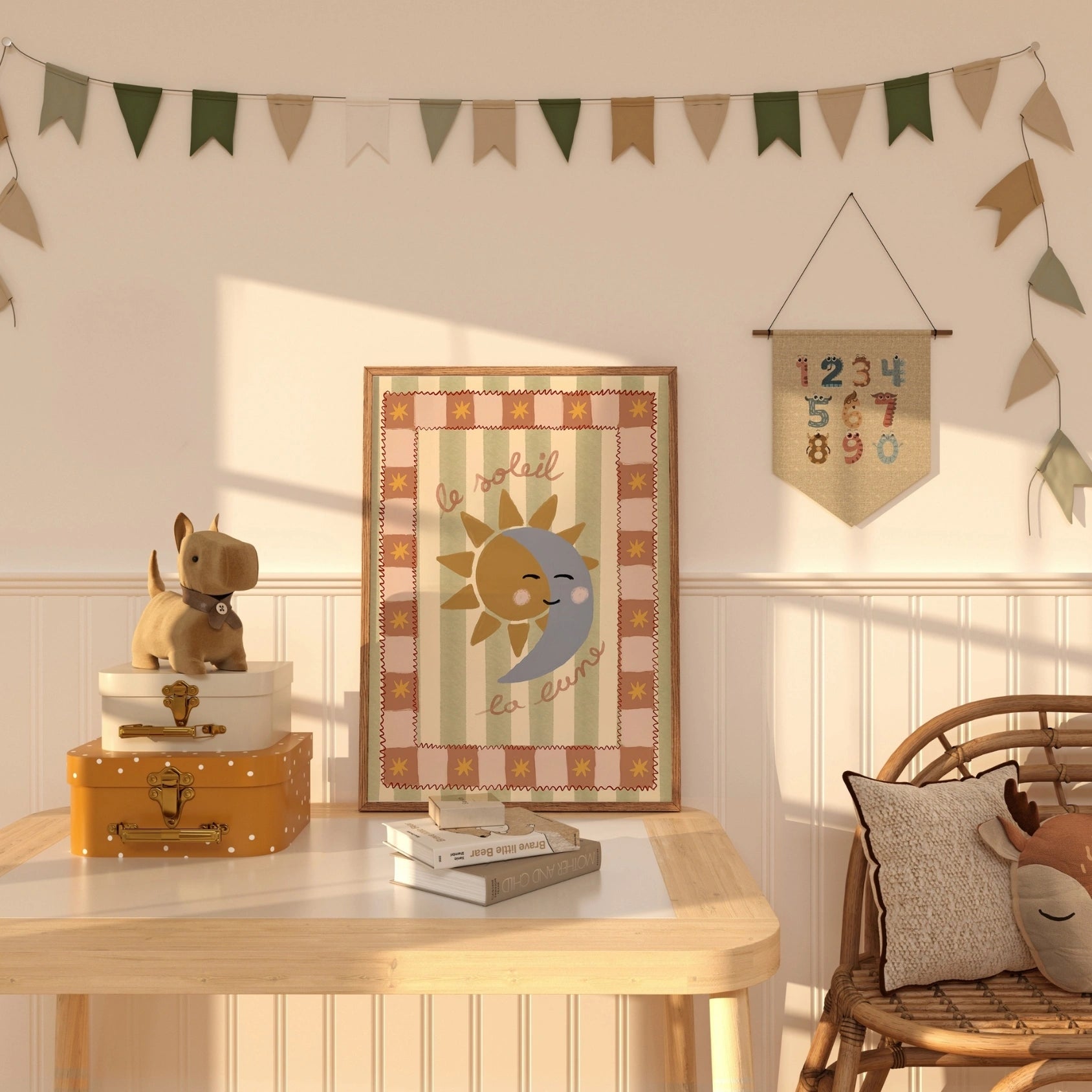 Le Soleil La Lune Nursery Print