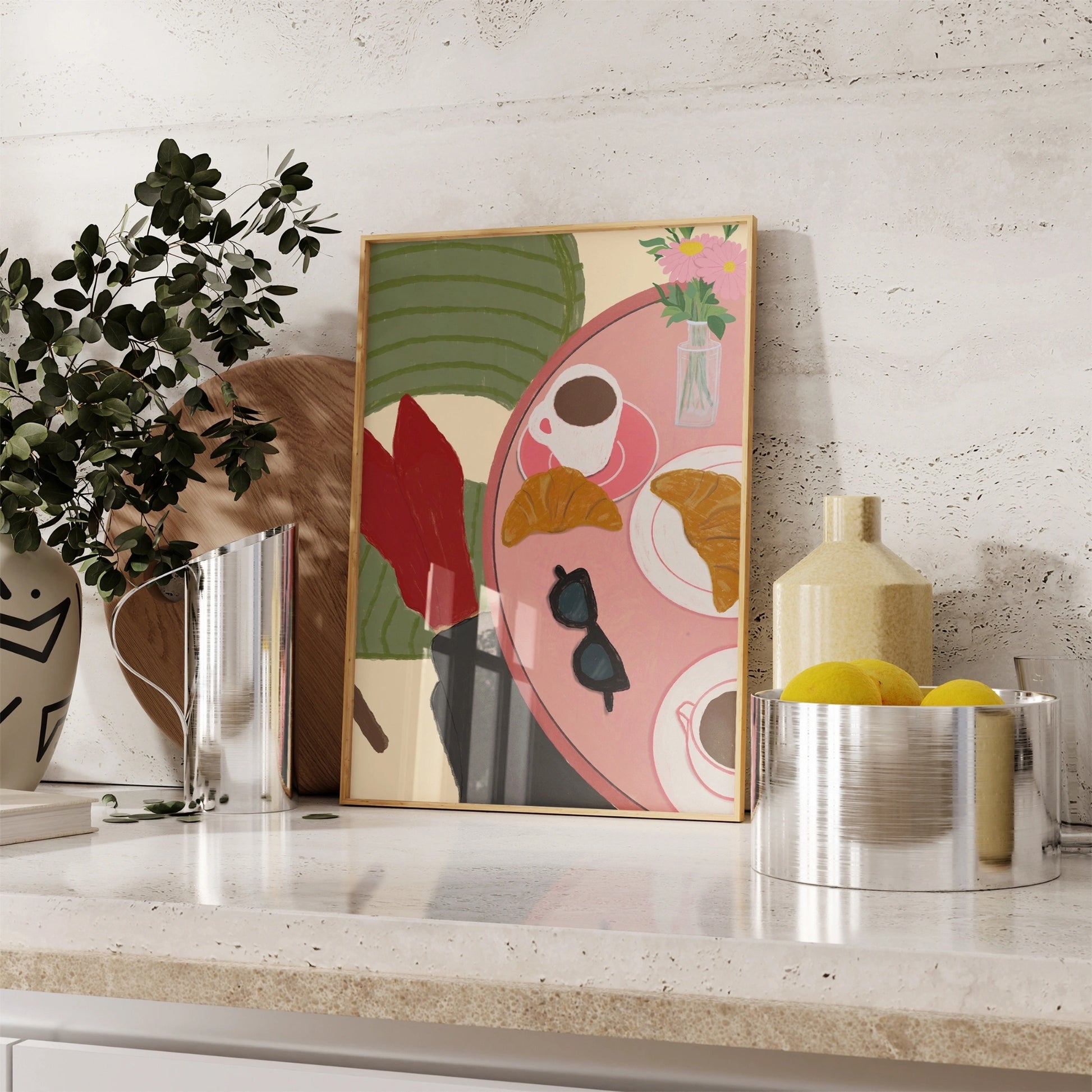 Italienisches Wandbild für den Esstisch – Pasta-Wein-Küchenmotiv