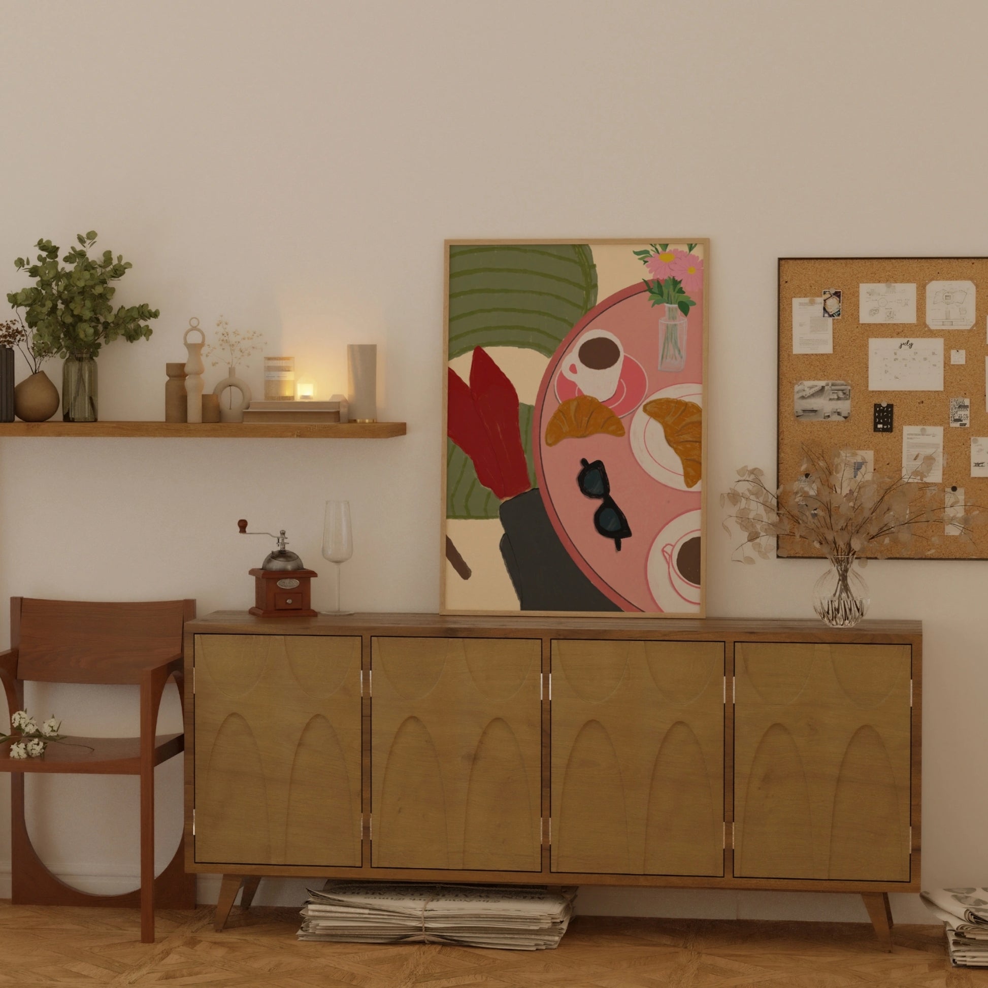 Italienisches Wandbild für den Esstisch – Pasta-Wein-Küchenmotiv