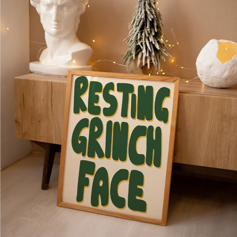 Resting Grinch Face – Funny Christmas Wall Art Print