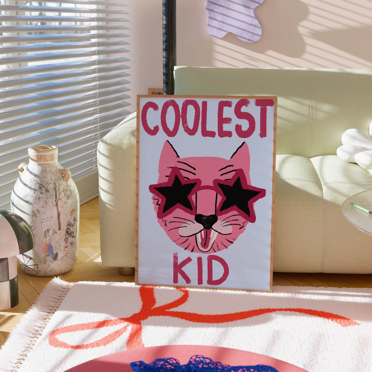 Coolest Kid Wall Art – Fun Cat Poster for Kids Room