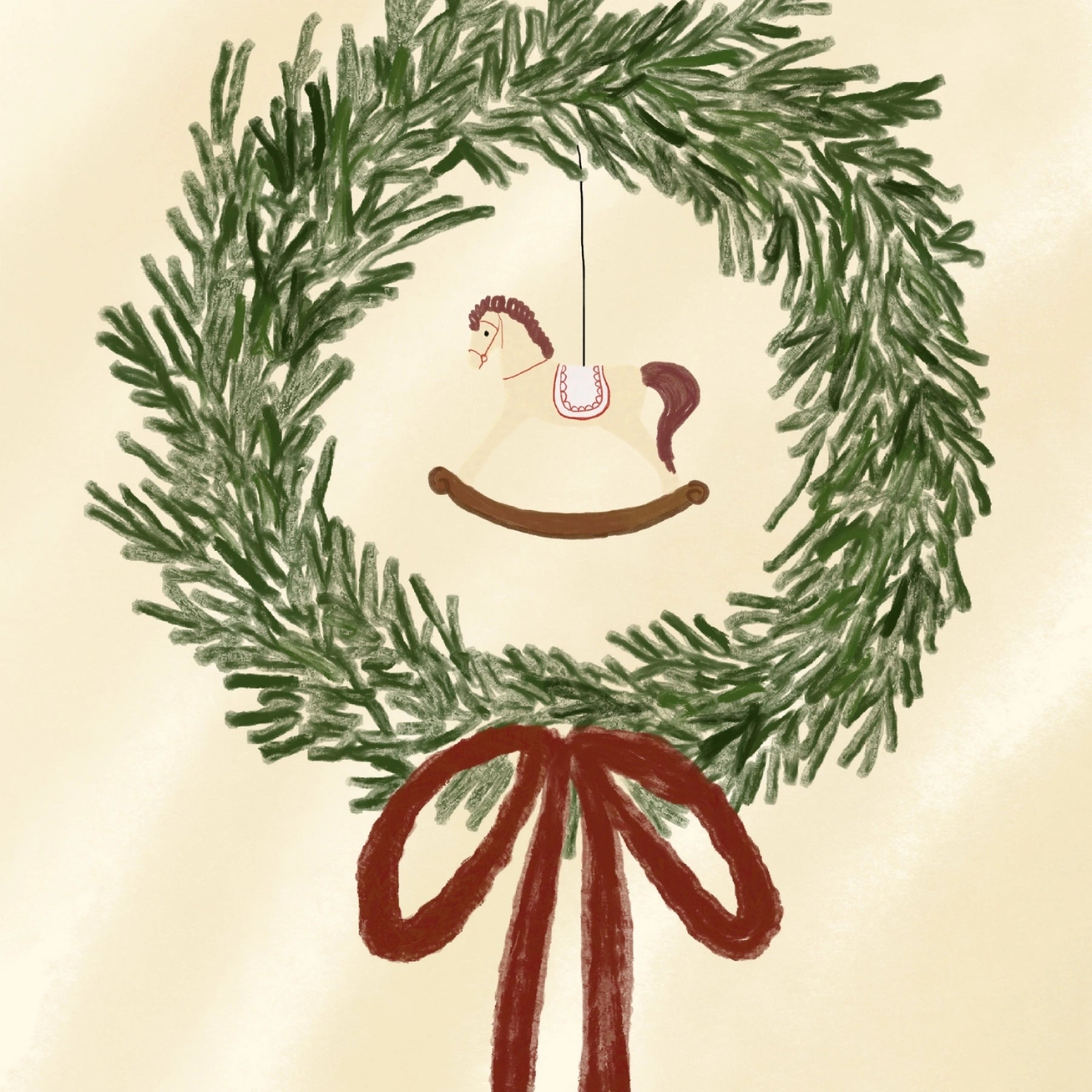 Christmas Wreath Rocking Horse