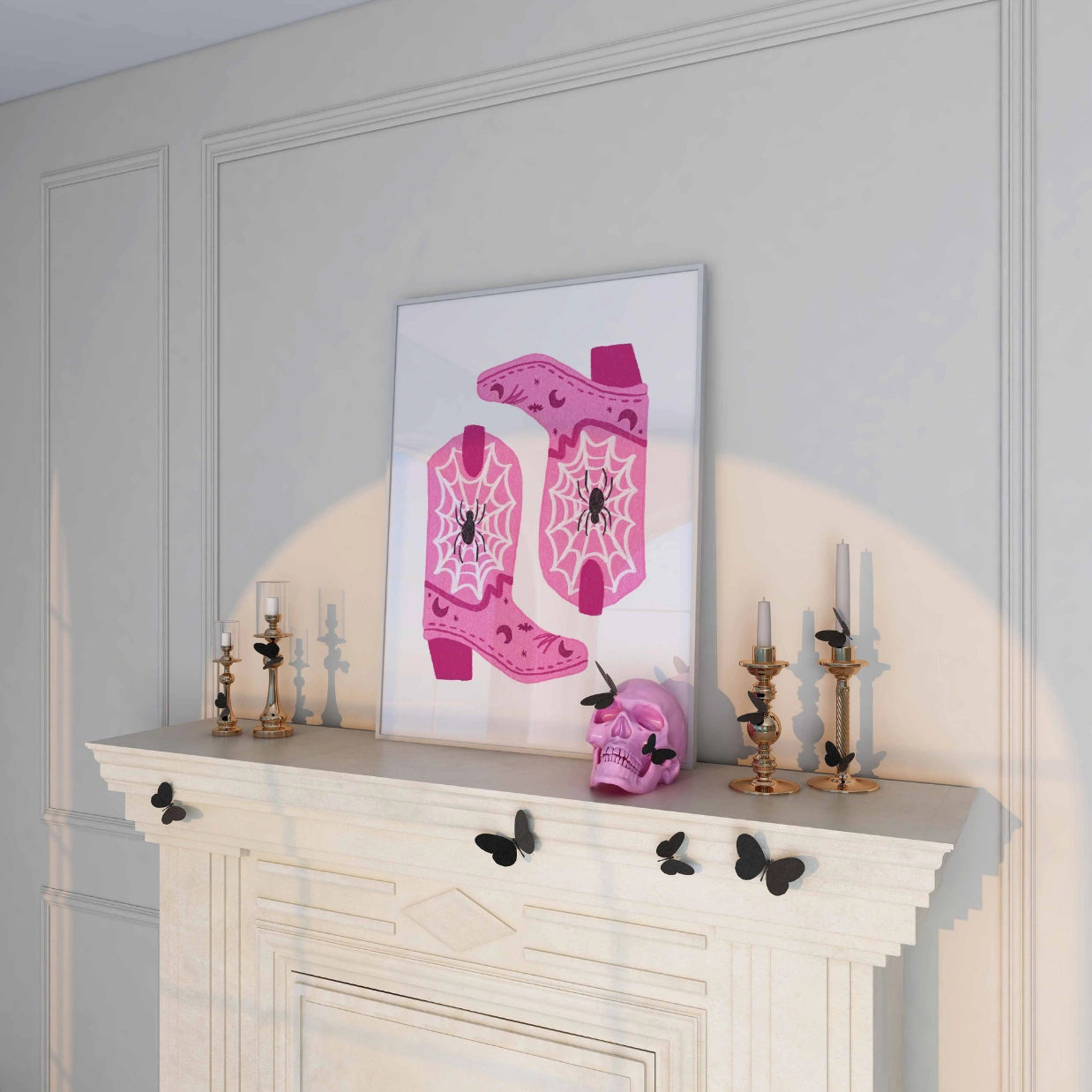 Cowgirl Spider Boots – Pink Halloween Print