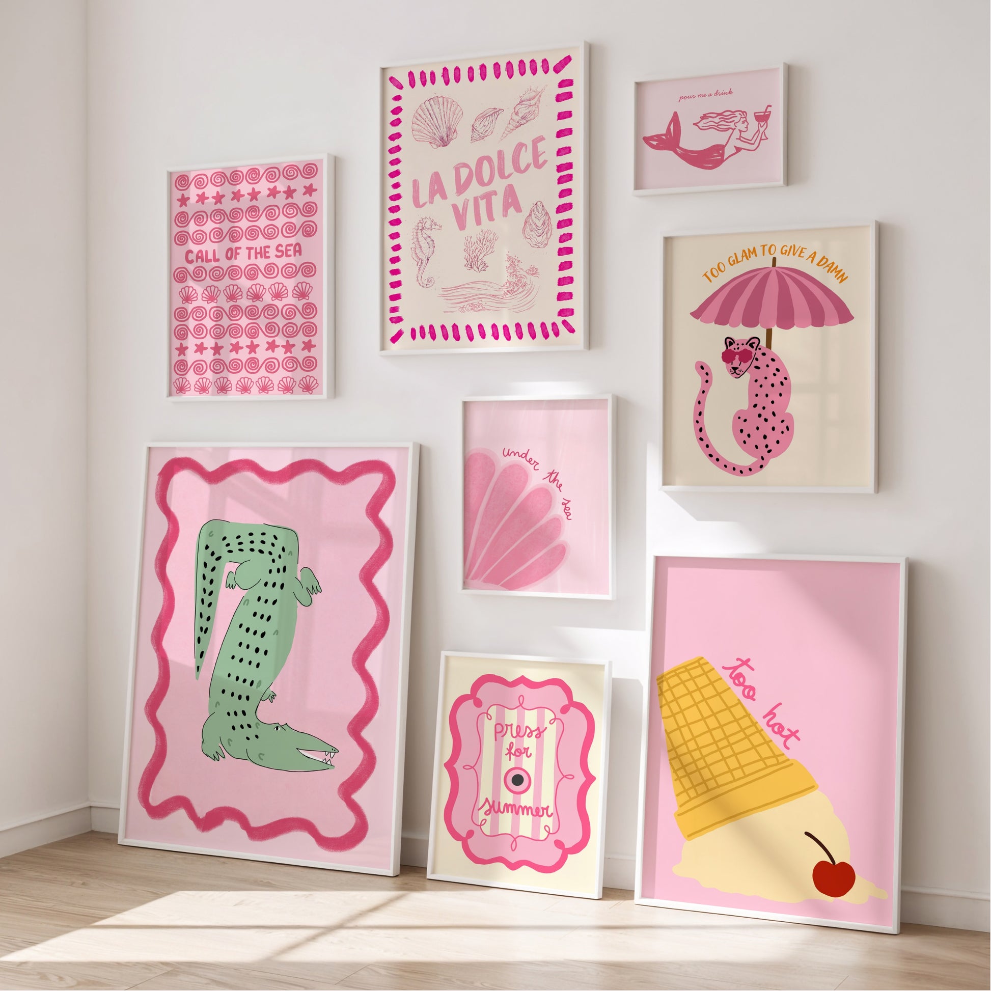 Handmade Pink Coastal Decor, over 130 prints