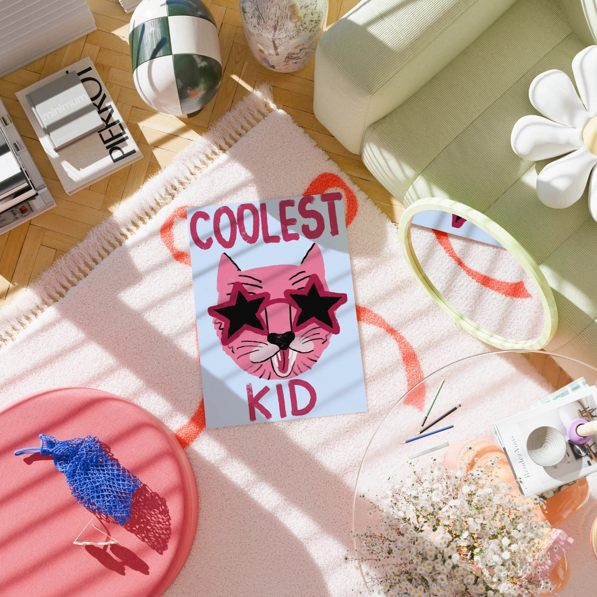 Coolest Kid Wall Art – Fun Cat Poster for Kids Room