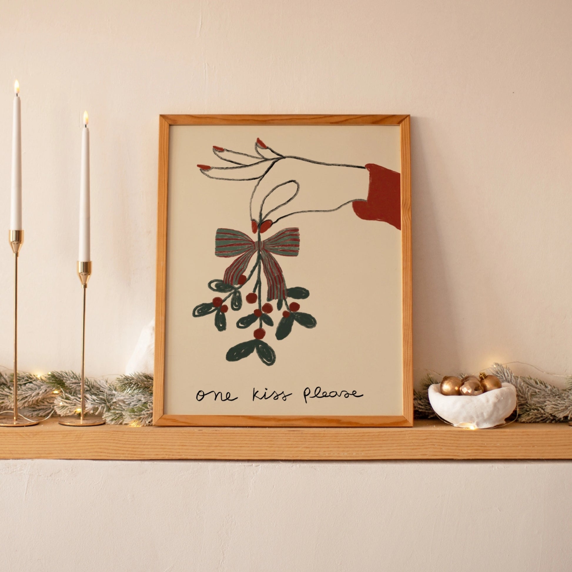 Weihnachtsmotiv mit Mistelzweig