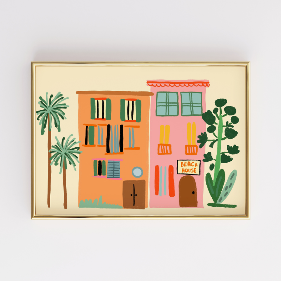 Beach House Print – Colorful Coastal Wall Art