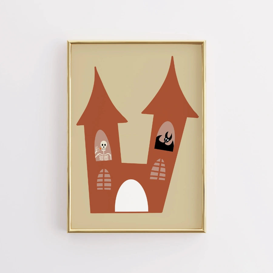 Haunted House Wall Art – Cute Halloween Castle Print