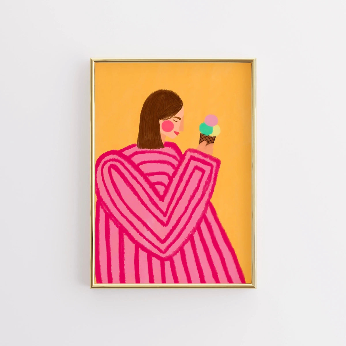 Ice Cream Girl Wall Art – Pink Heart Sweater Print