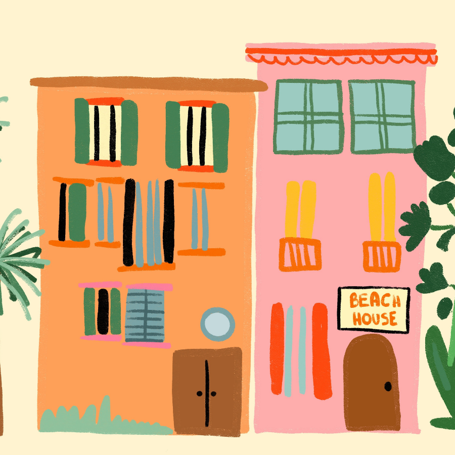 Beach House Print – Colorful Coastal Wall Art