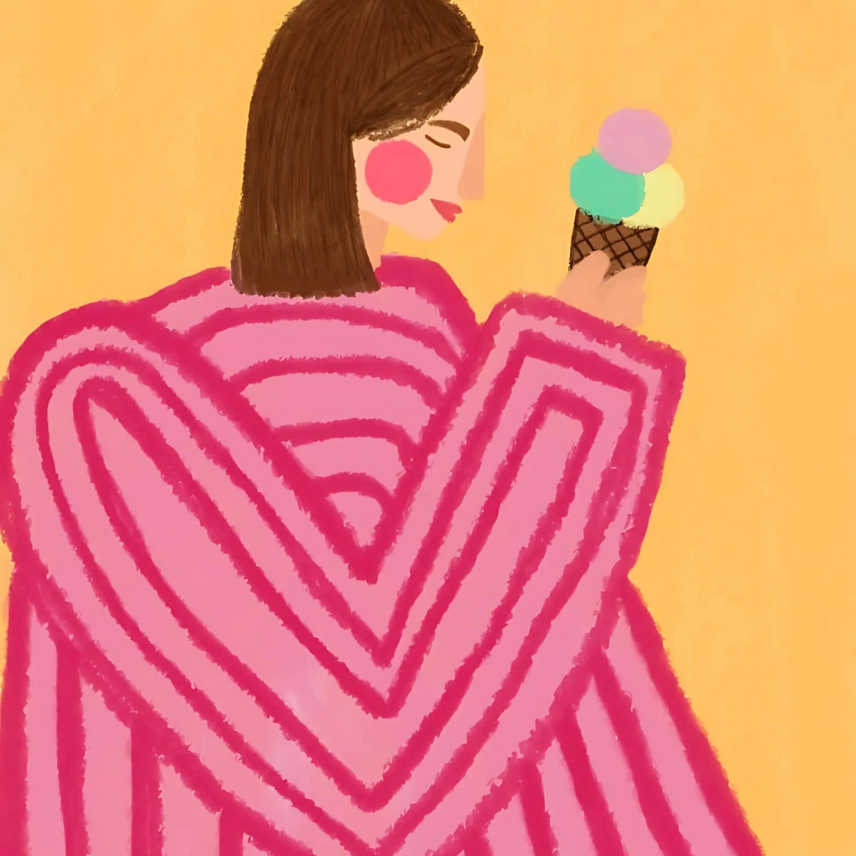 Ice Cream Girl Wall Art – Pink Heart Sweater Print