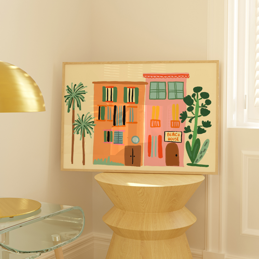 Beach House Print – Colorful Coastal Wall Art