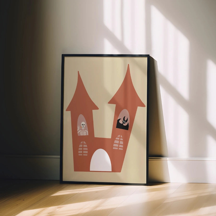 Haunted House Wall Art – Cute Halloween Castle Print