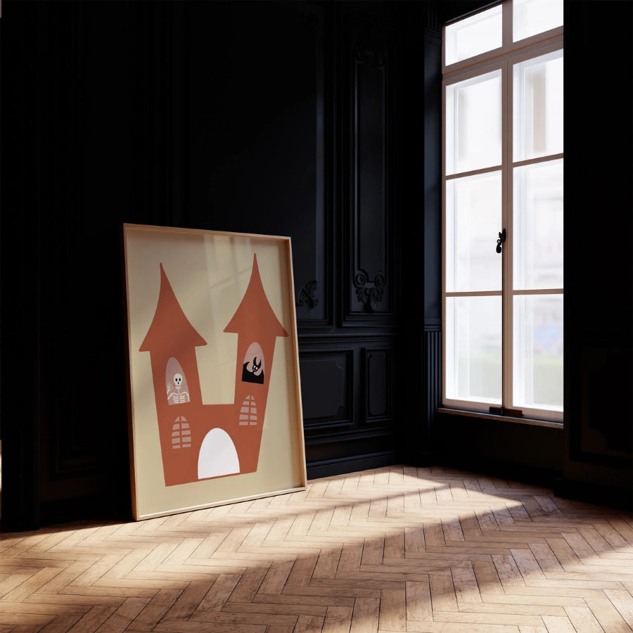 Haunted House Wall Art – Cute Halloween Castle Print