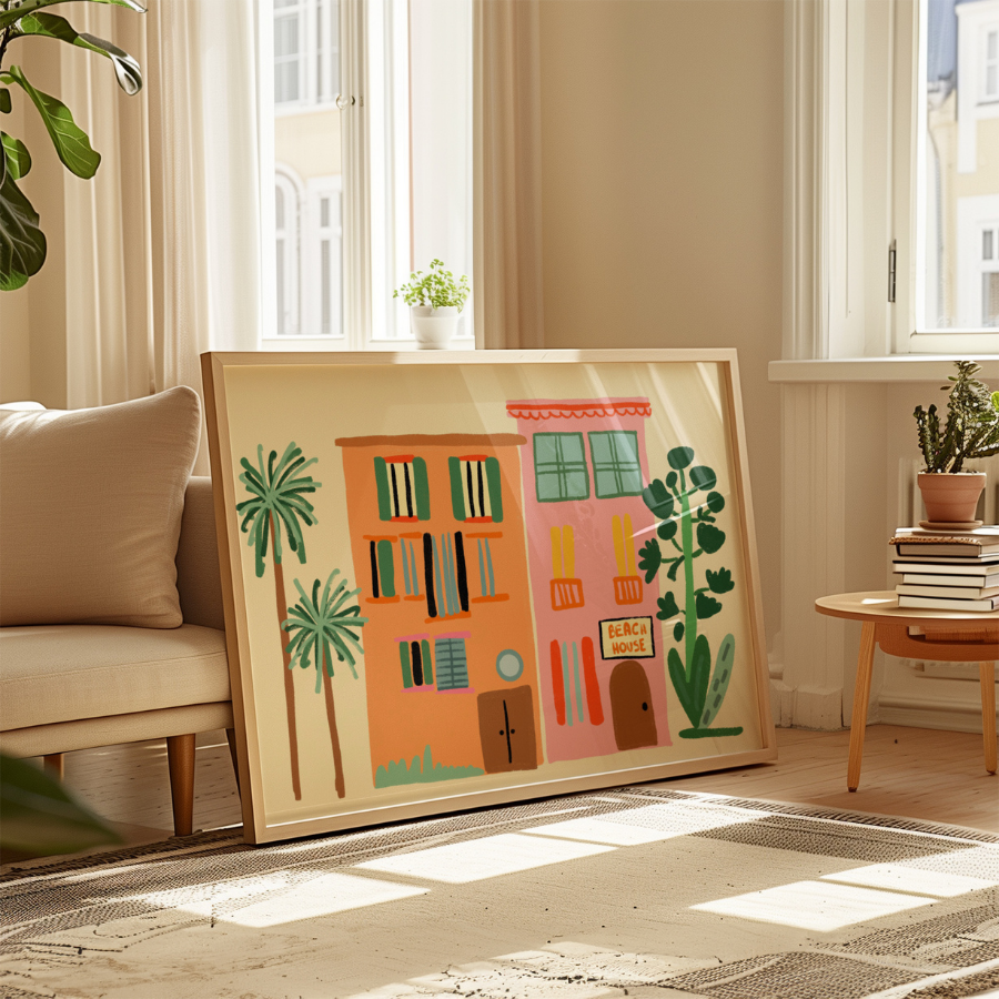 Beach House Print – Colorful Coastal Wall Art
