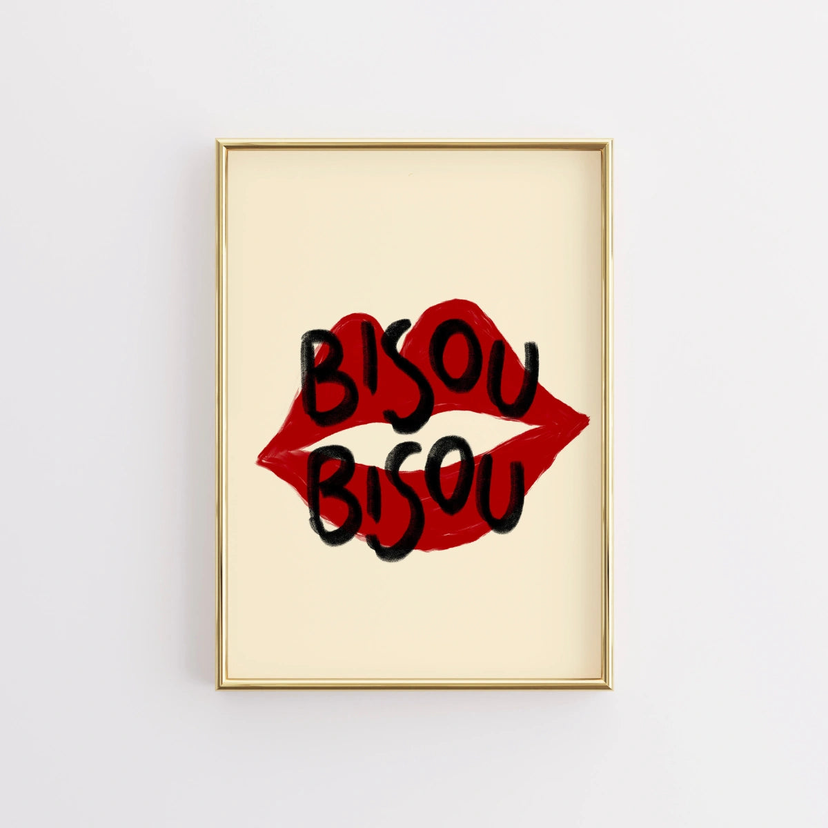 Bisou Bisou Wandkunst – Rote Lippen Druck