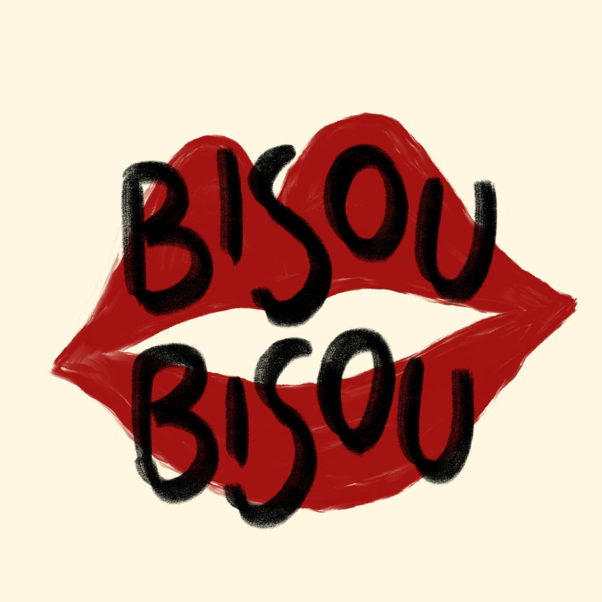 Bisou Bisou Wandkunst – Rote Lippen Druck