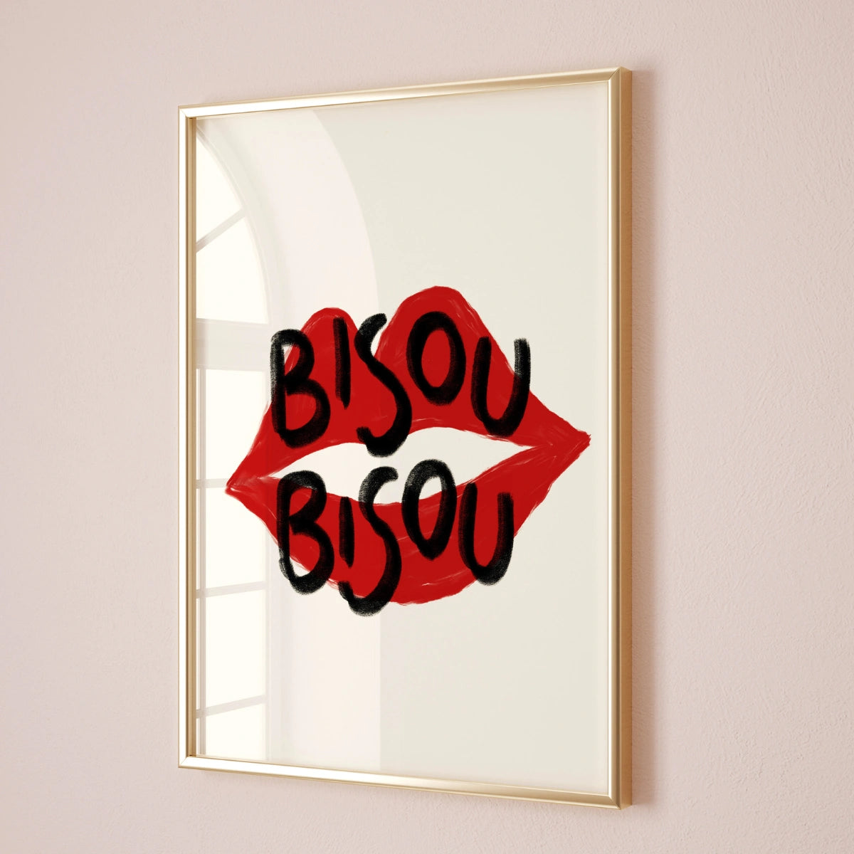 Bisou Bisou Wandkunst – Rote Lippen Druck